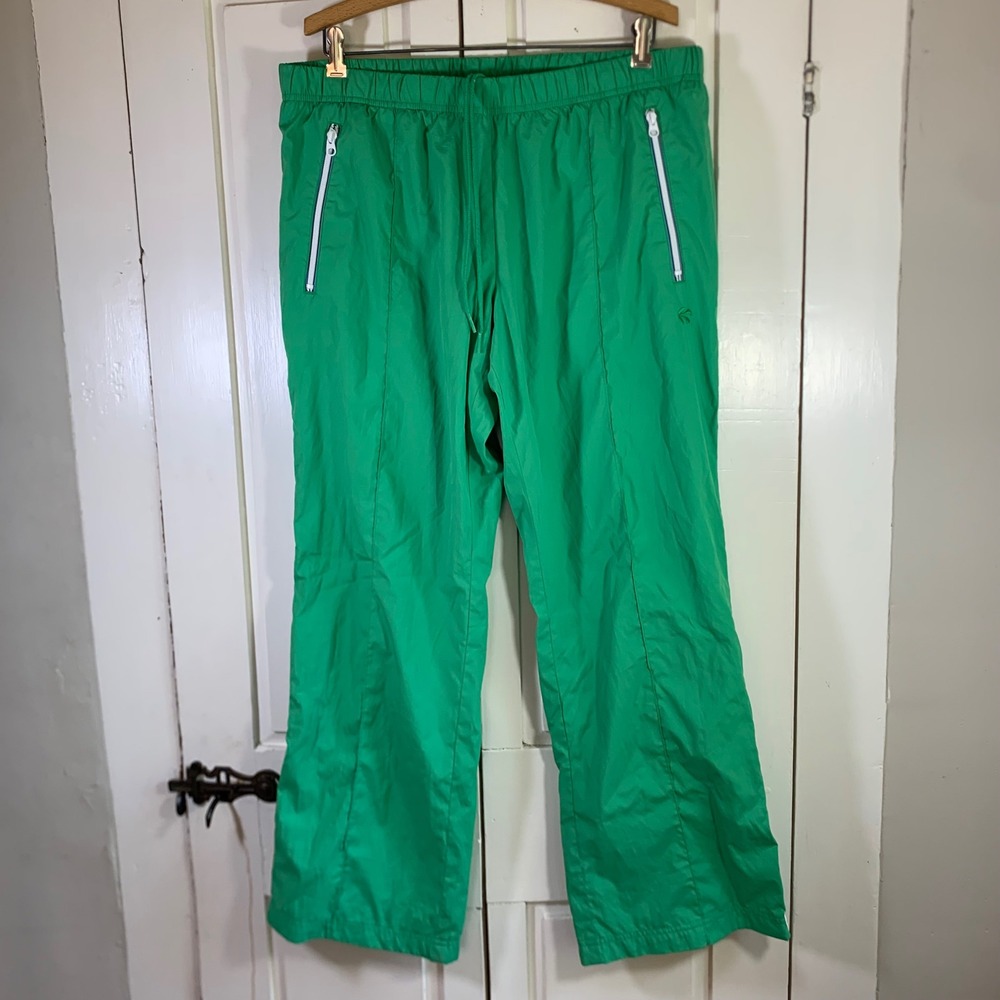 Old Navy Mens XL Kelly Green Windbreaker Track Pantsโ Mesh Lined Y2K Low Waist